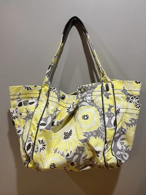 Thirty One Large Canvas Tote Travel Bag Awesome Blossom Yellow Flower Weekender - Image 1 of 4