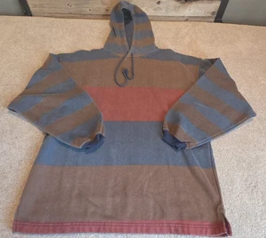 Vintage Sedan Clothing Hoodie Mens Medium Red Blue Brown Striped Sweatshirt - Picture 1 of 8