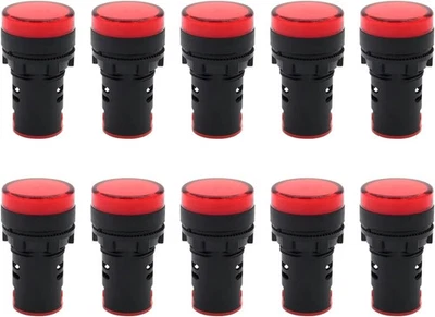 Luz Indicadora LED AC/DC 24V 20mA Montaje en Panel Al Ras Rojo 10 Piezas Foto 1 de 4