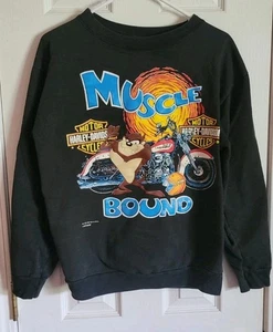 Vintage Harley-Davidson Taz Sweatshirt Muscle Bound Tasmanian Devil Harley Biker - Picture 1 of 4