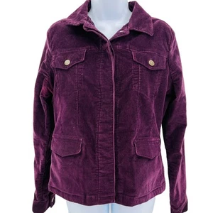 EDDIE BAUER Vintage Vintage lila Baumwolle Cord Tasche Button Down Jacke Gr. M - Bild 1 von 14
