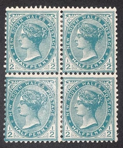 New South Wales Australia 1908 SG333b Type II 1/2d blue-green, Mint Block of 4 - Picture 1 of 3