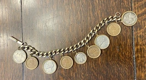 Vintage US Coin Metal Bracelet Wheat Cents, Nickels, And Dime - Picture 1 of 4