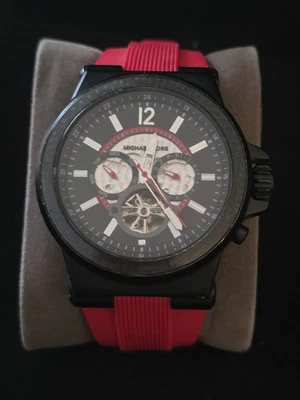 Reloj Michael Kors Automático Dylan Esfera Negra Banda Silicona Roja MK9026 Foto 1 de 4