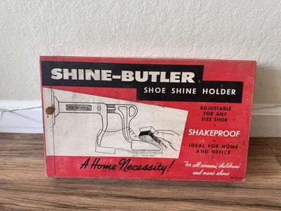 Soporte de brillo de zapatos Shine Butler vintage ajustable para cualquier tamaño de zapato, montaje en pared Foto 1 de 3