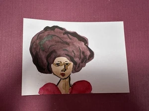 ACEO Original  Art watercolor and ink  Card Woman , Fashion Watercolor - Picture 1 of 1
