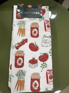 ENVOGUE KITCHEN TOWELS (3) All Things Tomato Carrot Chef 18 X 28 COTTON NWT - Picture 1 of 2