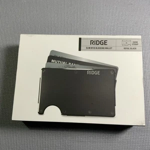 Genuine Ridge Wallet Slim RFID Blocking Wallet Cash Strap ROYAL BLACK - Zdjęcie 1 z 3
