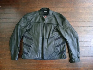Alpinestars Black Leather Motorcycle Jacket Size USA 48 - Picture 1 of 5