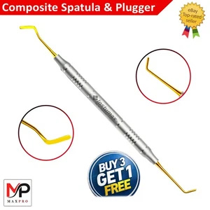Instrumentos de relleno compuesto dental espátula y tapón puntas de titanio dorado - Imagen 1 de 4