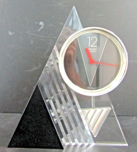 Seiko 1980s Black and Clear Acrylic Pendulum Desk Clock - Picture 1 of 12