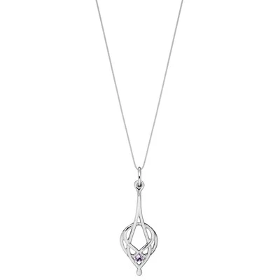 Silverly Collana Ciondolo Zirconi Cubici Viola Celtico Argento Sterling .925 - Immagine 1 di 4