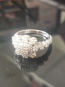 Authentic Judith Ripka Sterling Silver CZ Floral Bloom Cluster Ring Size 11 - Picture 1 of 3