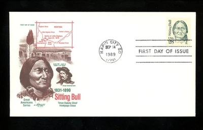 US FDC #2183 Artmaster 1989 Rapid City SD Sitting Bill Native American  - Image 1 of 2
