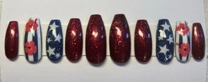 4th Of July Hawaiian Style Press On Nails - Bild 1 von 2