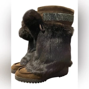 Botas Coach Maryann verde oliva y negro con detalle de diamantes de imitación 7.5B - Imagen 1 de 7