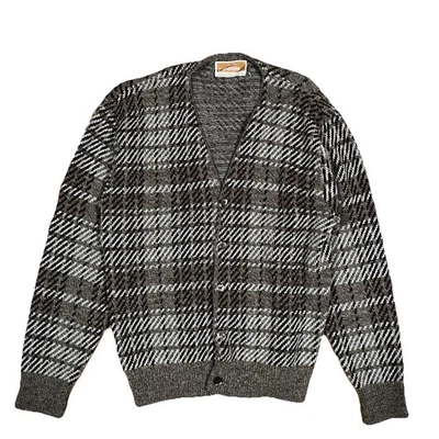 Cárdigan Suéter Vintage Jantzen Orlon Acrílico Marrón A Cuadros Mediano EE. UU. Abuelo Foto 1 de 4