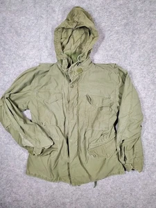 Vintage US Army M-65 Field Coat Mens Large Regular OG-107 Hooded Military Jacket - Picture 1 of 23