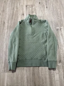LL Bean Sweater Women Size S Quilted Quarter Zip Pullover Green Sweatshirt - Picture 1 of 6