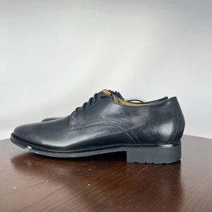Cole Haan Oxford Shoes Men's 10 M Black Leather Plain Toe Derby Lace Up Dress - Picture 1 of 18