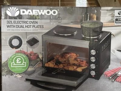 Daewoo 1500W 32L Elektrobackofen & 1000W + 600W Kochplatte Kochfelder 90-230° 60min Timer - Bild 1 von 4
