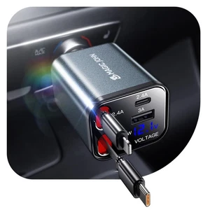 30W einziehbares Auto Ladegerät, 4 in 1 Schnellladeadapter mit Typ-C & USB C... - Bild 1 von 5