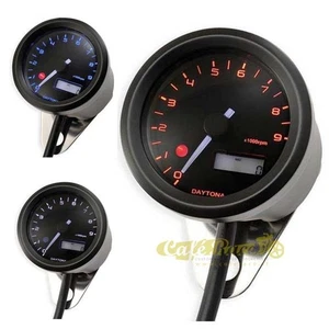 Black Electronic Tachometer Daytona Velona 48Mm For Cafè Racer 9,000 RPM - Picture 1 of 1