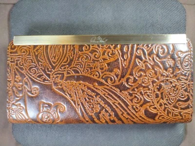 Patrisha Nash  leather Brown tooled zipp around wallet - Image 1 of 4