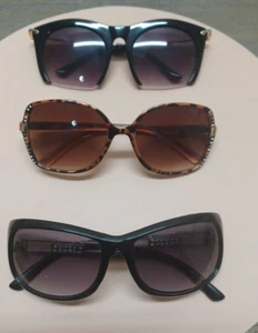 TRE PAIA occhiali da sole retrò funky costume leopardato strass - Foto 1 di 21
