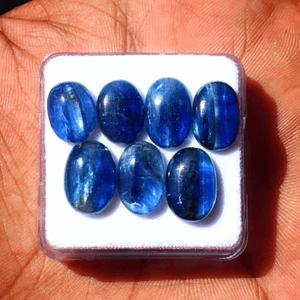 7 Pcs Natural Blue Kyanite Top Quality 10.5mm-12.6mm Oval Cabochon Gemstones Lot - Picture 1 of 15
