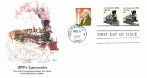 FLEETWOOD - 1870'S LOCOMOTIVE MAR 6 1987 MILWAUKEE WI FIRST DAY COVER (FDC) BX9 - Picture 1 of 2