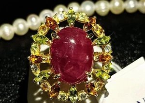 Ruby Tourmalin Gemstone Ring Multicolor Marquise Stones | Cocktail Ring For Her - Picture 1 of 1