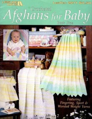 VINTAGE 1992 LEISURE ARTS CROCHETED AFGHANS FOR BABY BOOK FIVE - Image 1 of 2
