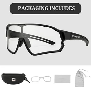 ROCKBROS Cycling Full-frame Photochromic Sunglasses Outdoor Sports UV400 Goggles - Picture 1 of 16