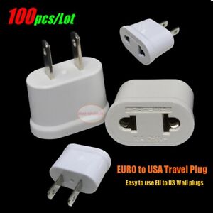100 Pcs Excellent EU EURO Europe JP to US USA Travel Power Adapter Charger Plugs