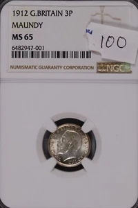 1912 Great Britain 3 Pence Silver Coin NGC MS-65 #7-001 - Picture 1 of 2