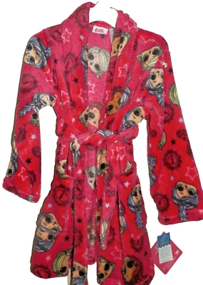 New Girls sz Small 6-6X L.O.L. Surprise! Bath Robe Red Soft Fleece Front Pockets - Image 1 of 2