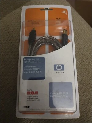 NEW RCA HP 6ft IEEE 1394 FIRE WIRE CABLE 6 pin male to 4 pin male, H2011   - Image 1 of 3