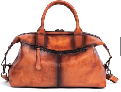 Mini Bag - Genuine Leather, Orange & Brown - Image 1 of 4