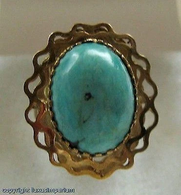 *Türkisring Ring mit Türkis in aus 14kt 585 Gold Finger Damen Ringe Antik Gr.51 - Bild 1 von 4