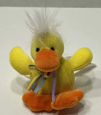 DanDee Collector's Choice Plush Yellow Duck W/Pull Ring Vibrates Ribbons Easter - Image 1 of 4