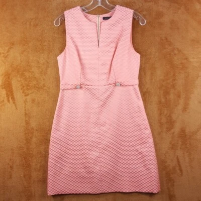 CYNTHIA STEFFE Sheath Dress Womens Size 6 Pink Rhinestone Button Textured - Image 1 of 4