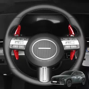 Red Real Carbon Fiber Steering Wheel Shift Paddle Set For Hyundai Tucson 2025 - Picture 1 of 7