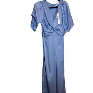 Mustard Seed Boutique Blue Jumpsuit Size Small Satin Feel Wide Leg Pastel