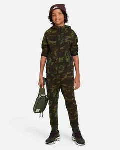 Nike Tech Fleece Hoodie Kids Camo Full-Zip Full Tracksuit FN9120 FN9118 010 L XL - Picture 1 of 12