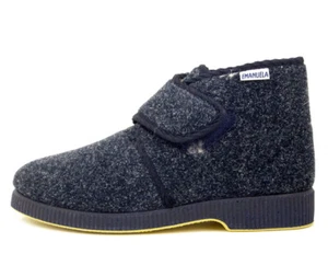 Pantofole Uomo Chiuse Invernali Feltro Blu con Strap Fodera Lana EMANUELA - Foto 1 di 4