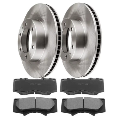 Front Ceramic Brake Pad & Rotor Kit for 4Runner FJ Cruiser Tacoma 12.5" 6 Lug Foto 1 de 4