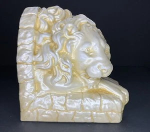 Vintage Lion Head Bookend Cast Plaster Opalescent Heavy - Some Damage - - Picture 1 of 16