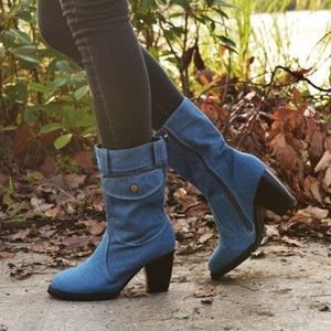 flat blue boots