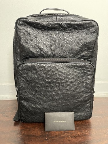 ZAINO BOTTEGA VENETA NERO STRUZZO LESTER UNISEX NUOVO AL DETTAGLIO $9200